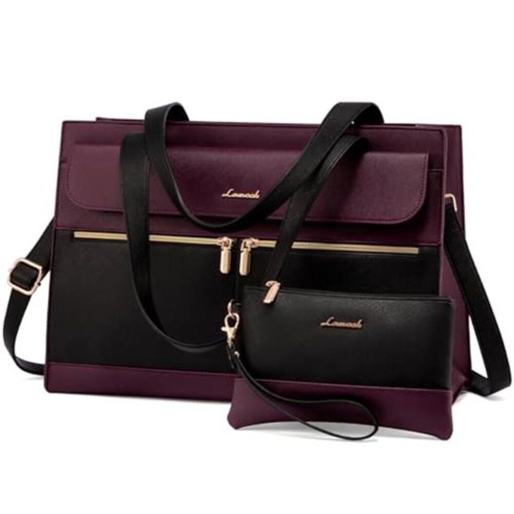 Laptop Bag for Women 15.6 Inch Tote Work Professional Leather Computer Briefcase